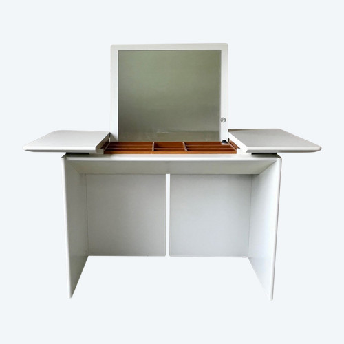 Coiffeuse/Bureau en bois laqué blanc, vers 1980.