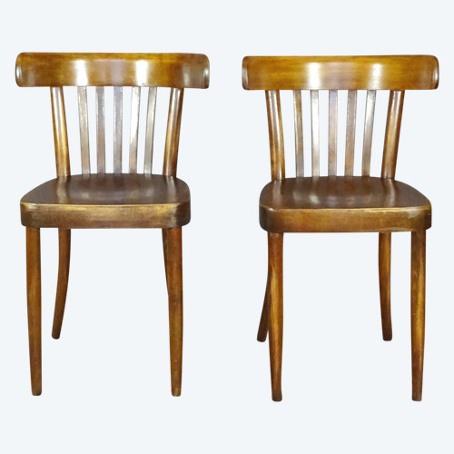 2 Thonet bistro chairs 1960, wooden seat