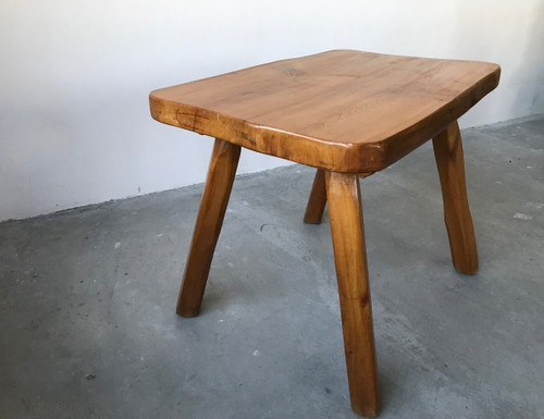 Brutalist solid wood coffee table.