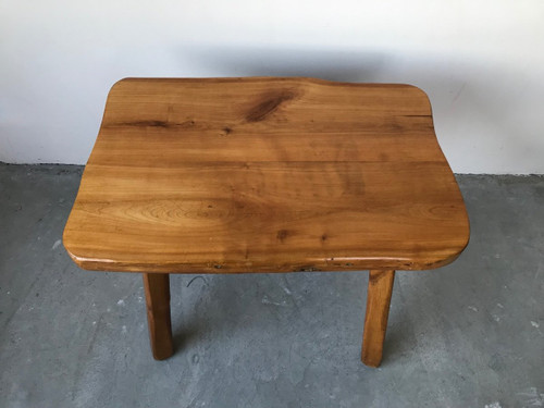 Brutalist solid wood coffee table.