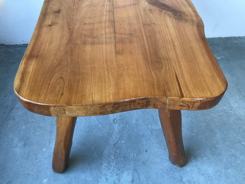 Brutalist solid wood coffee table.