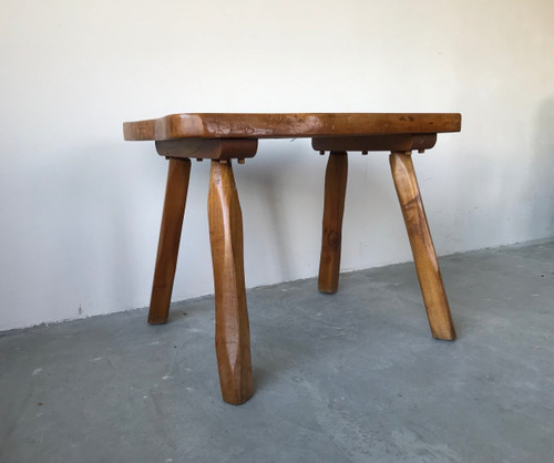 Brutalist solid wood coffee table.