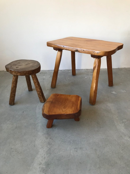 Brutalist solid wood coffee table.