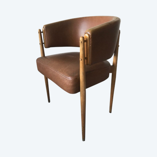 Brown leatherette armchair circa 1950.