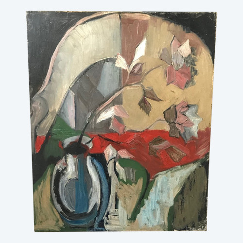 Bouquet of flowers, Oil on canvas, Mid-20th Century.