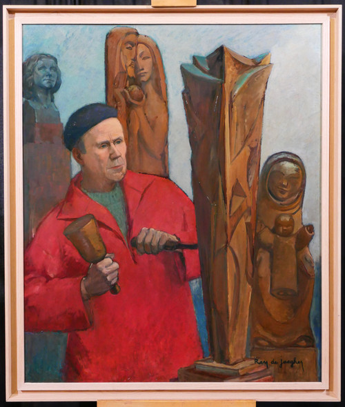 Suzanne Rey de Jaegher 1907-1994 Portrait of the sculptor Henri-Paul Rey, painting, circa 1940-50