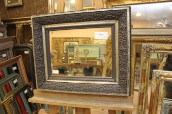 Small Napoleon III rectangle mirror, white gold and patina