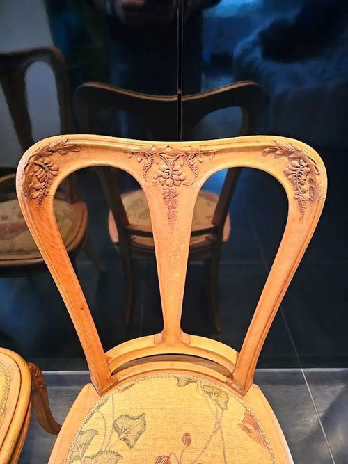 Pair of Art Nouveau chairs School of Nancy "Glycine"