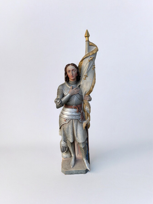 Joan Of Arc - Large Terracotta Chapel Sculpture H: 140 Cm