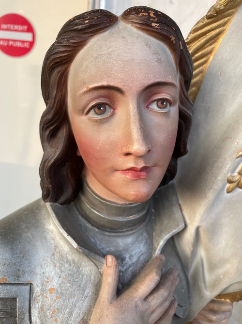 Joan Of Arc - Large Terracotta Chapel Sculpture H: 140 Cm