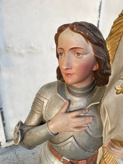 Joan Of Arc - Large Terracotta Chapel Sculpture H: 140 Cm