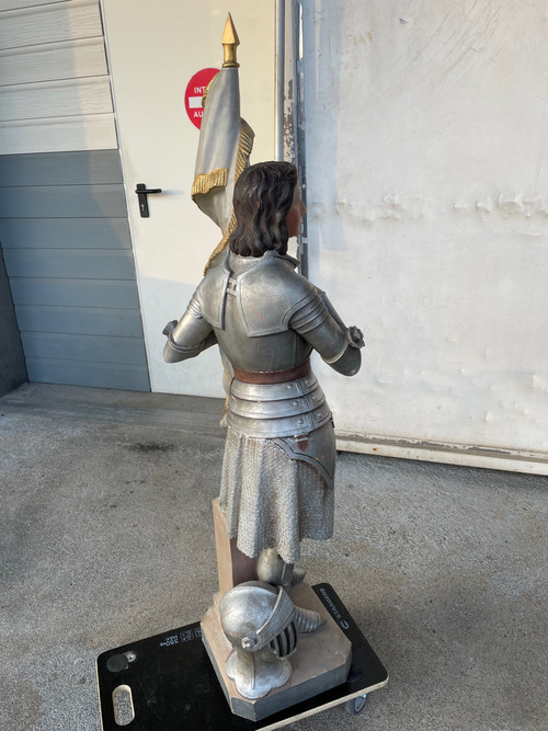 Joan Of Arc - Large Terracotta Chapel Sculpture H: 140 Cm