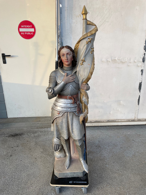 Joan Of Arc - Large Terracotta Chapel Sculpture H: 140 Cm