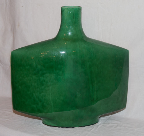 Vase Plat En Céramique Vallauris Signé Portanier Circa 1960