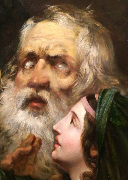 Neoclassical school circa 1800-10, Oedipus and Antigone, painting, circa 1800-10