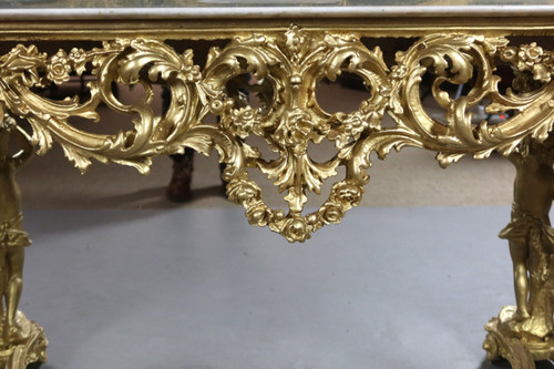 Large console in gilded wood from the 20th century