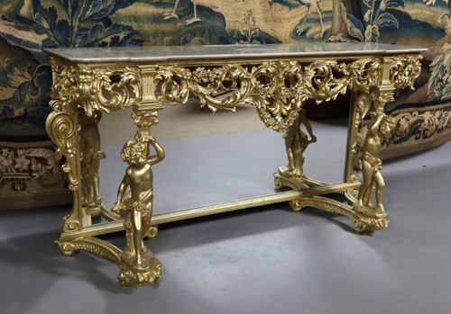 Large console in gilded wood from the 20th century