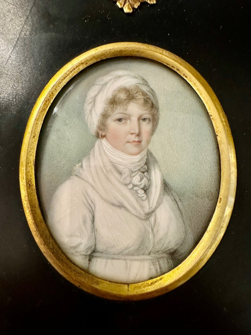 19th Century English School: Miniature of a Lady