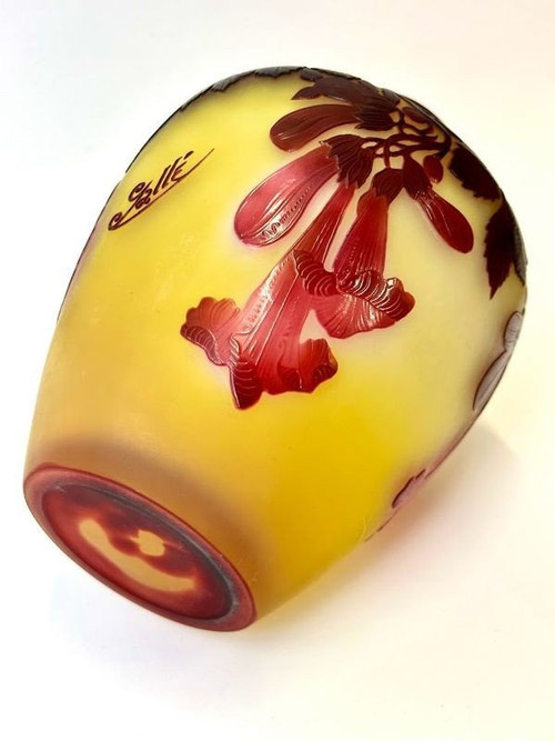 Emile Gallé Art Nouveau Vase “Red Bignones”