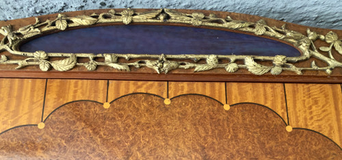 Buffet Art Déco / Art Nouveau Marqueterie De Bois Et Nacre Pâte De Verre Et Bronze