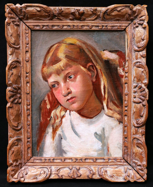 Scuola FRANCESE 1930 circa, Ritratto di una bambina bionda