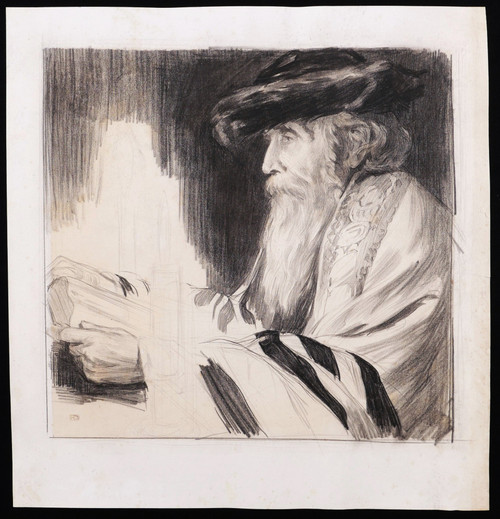 École FRANÇAISE ou ÉTRANGÈRE circa 1900,  Rabbin lisant la Torah