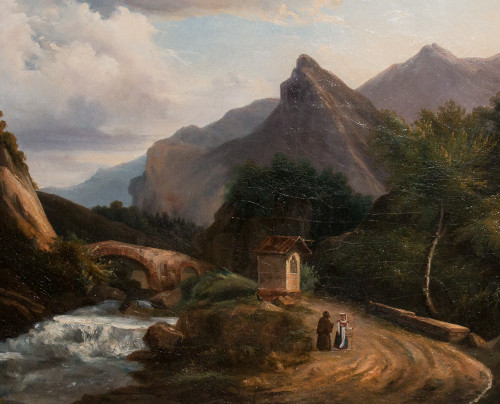 Mountain Landscape Painting, Italy 1820-1830