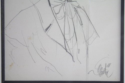 Drawing "Portrait of a man in a top hat" Jean-Baptiste Valadié (born in 1933)