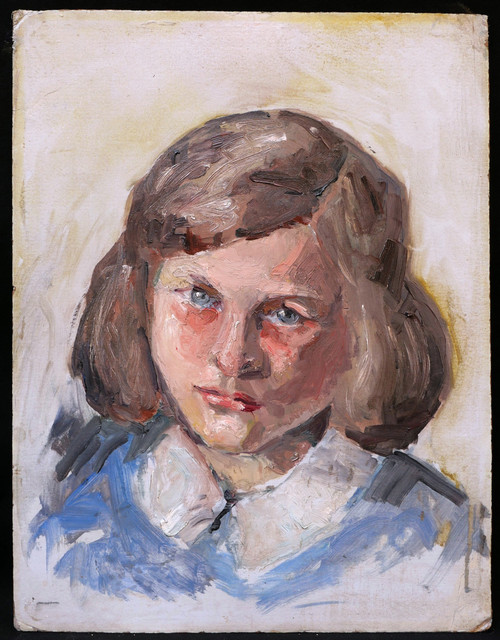 FRENCH school circa 1930, Portrait of a little brunette girl with blue eyes