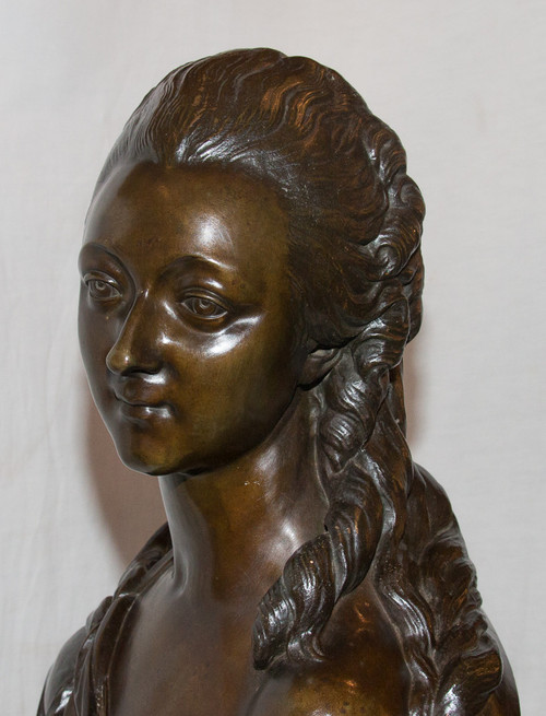 Grand Buste En Bronze "comtesse Du Barry" d'Après Pajou 19ème Siècle