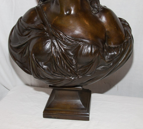 Grand Buste En Bronze "comtesse Du Barry" d'Après Pajou 19ème Siècle