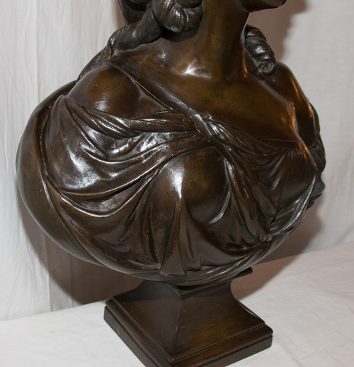 Grand Buste En Bronze "comtesse Du Barry" d'Après Pajou 19ème Siècle