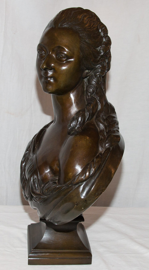 Grand Buste En Bronze "comtesse Du Barry" d'Après Pajou 19ème Siècle