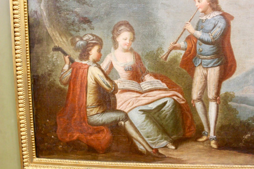 Louis XVI Style Trumeau Scene Of Musicians Around 1880