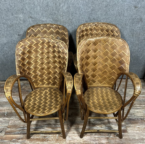 Secondo "Le Corbusier" intorno al 1960: serie di 4 poltrone in rattan