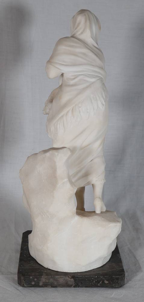 Alabaster Sculpture "la Frileuse" Signed A. Del Perugia (XIX-XX)