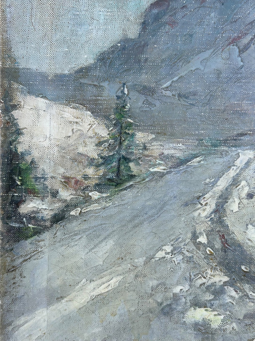 Clément Castelli (1870-1959) Huile Sur Toile Paysage De Montagne Début XXème Siècle