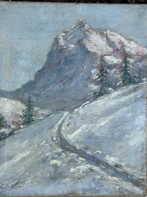 Clément Castelli (1870-1959) Huile Sur Toile Paysage De Montagne Début XXème Siècle