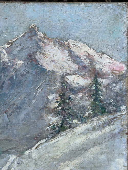 Clément Castelli (1870-1959) Huile Sur Toile Paysage De Montagne Début XXème Siècle