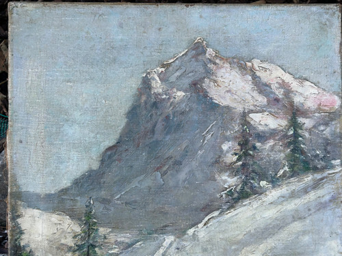 Clément Castelli (1870-1959) Huile Sur Toile Paysage De Montagne Début XXème Siècle