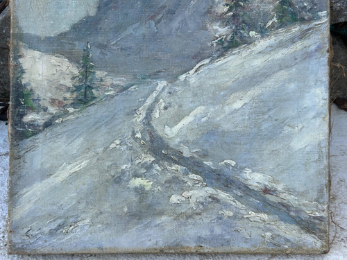 Clément Castelli (1870-1959) Huile Sur Toile Paysage De Montagne Début XXème Siècle