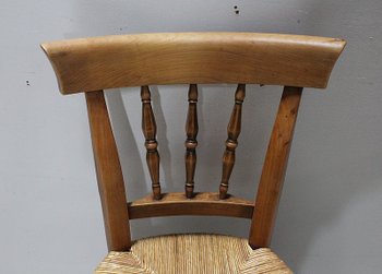 Suite de 6 Chaises Paillées en Merisier Blond - 2ème moitié du XIXe 