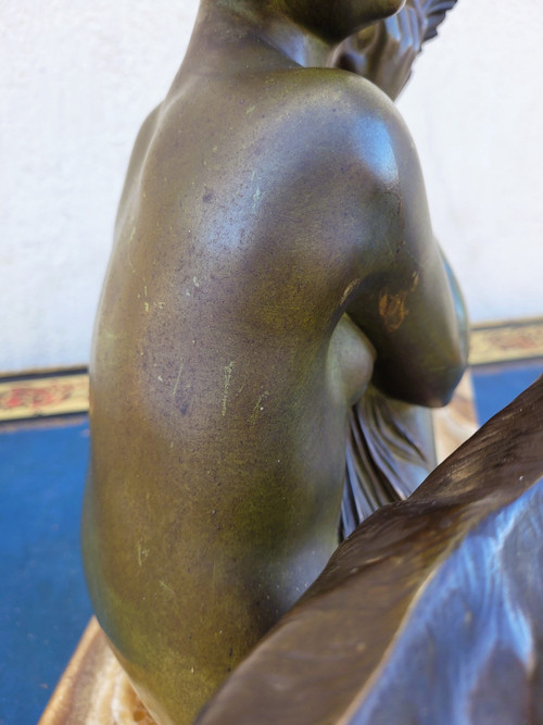 Godard, Frau und Lamm, Art-Deco-Bronze, 20. Jahrhundert