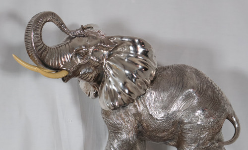 Grande Elefante in Argento Alessandro Magrino Italia circa 1980