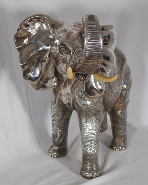 Grande Elefante in Argento Alessandro Magrino Italia circa 1980