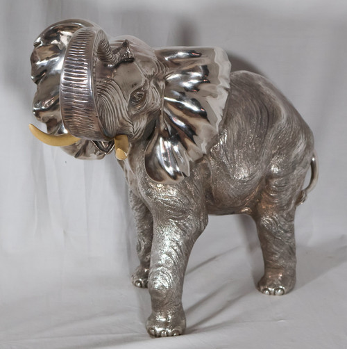 Grande Elefante in Argento Alessandro Magrino Italia circa 1980