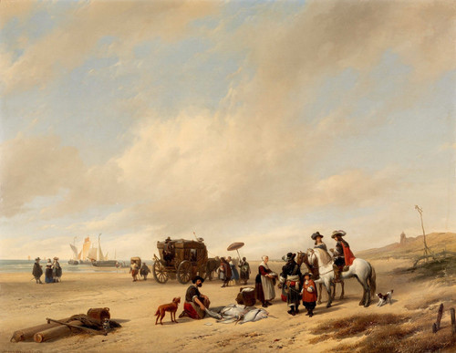 The Beach Of Scheveningen, Hubertus Van Hove (the Hague, 1814 - Antwerp, 1865) Signed