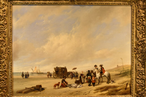 The Beach Of Scheveningen, Hubertus Van Hove (the Hague, 1814 - Antwerp, 1865) Signed