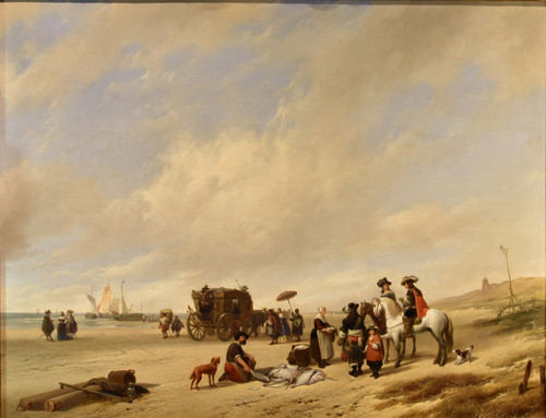 The Beach Of Scheveningen, Hubertus Van Hove (the Hague, 1814 - Antwerp, 1865) Signed