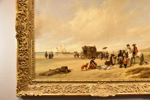 The Beach Of Scheveningen, Hubertus Van Hove (the Hague, 1814 - Antwerp, 1865) Signed